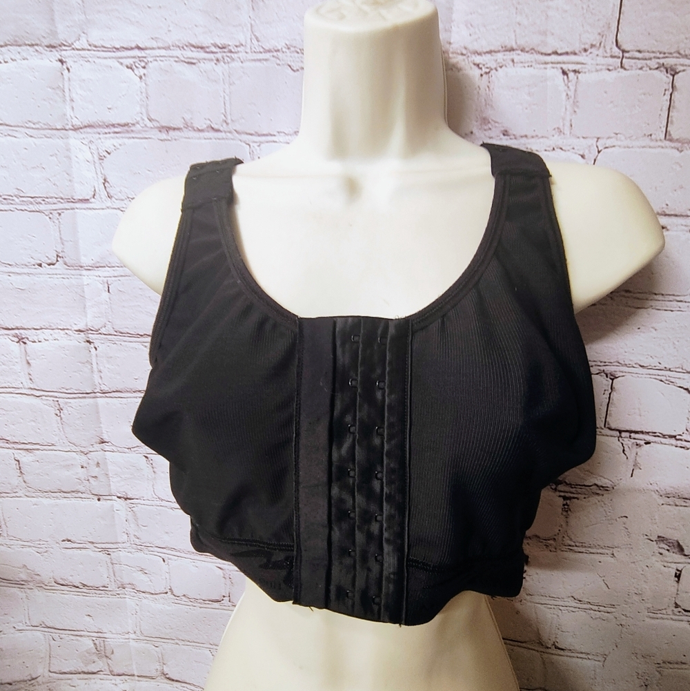 Marena Recovery Post Surgical Compression Bra Black 38 B/C Wire Free Adjustable